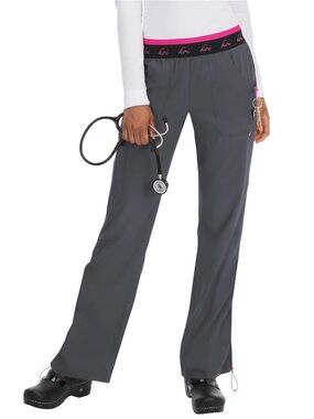 Koi Lite Women's Medical Scrub Pants Gray w/ Pink Waistband 2X Regular